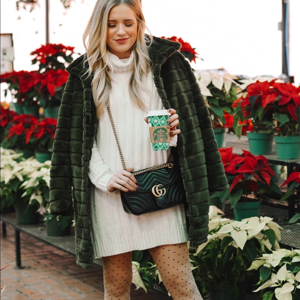 Green fur coat